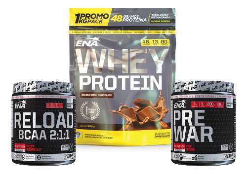 Combo Ena Whey Protein 3 Kg + Pre War + Reload Bcaa + Shaker