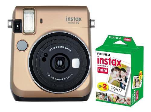 Fujifilm Instax Mini 70 Dorada Tipo Polaroid 20 Fotos