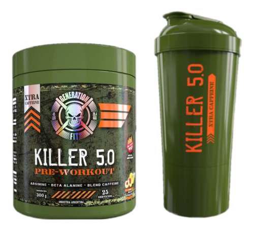 Killer 5.0 Pre Workout Mas Cafeina Más Shaker Vaso 2 En 1