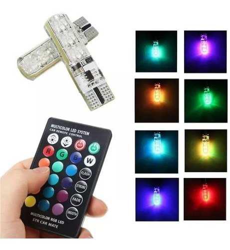 Led T10 Rgb 12v Posición Interior Flash Multicolor Oferta