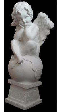 Estatua Figura De Angel De Cemento Jardin Exterior 38x18 Cm