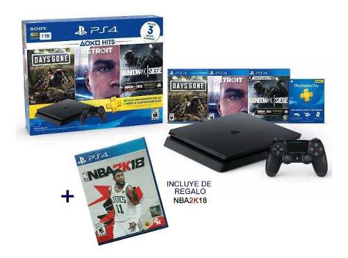 Consola Sony Playstation 4 Ps4 Slim De 1 Tera + 4 Juegos