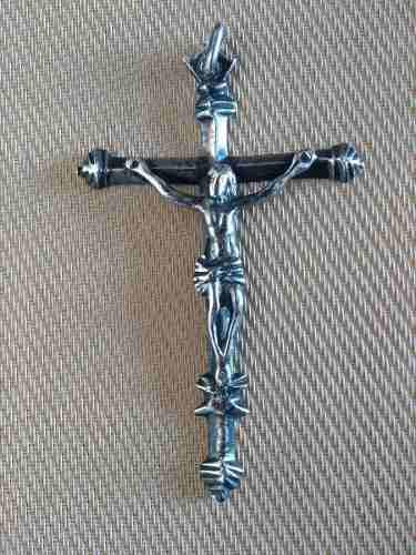 Antiguo Crucifijo Cruz Cristo De Plata Para Colgar 9 X 6 Cm