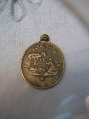 Medalla Escapulario Bronce San Huberto Y San Roque Siglo Xlx