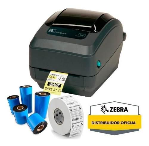 Impresora Zebra Gk420 + 3 Rollo De Etiquetas + 1 Ribbon+red