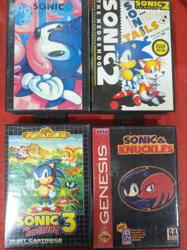 Lote Único De 4 Cartuchos De Sega Sonic Videojuegos