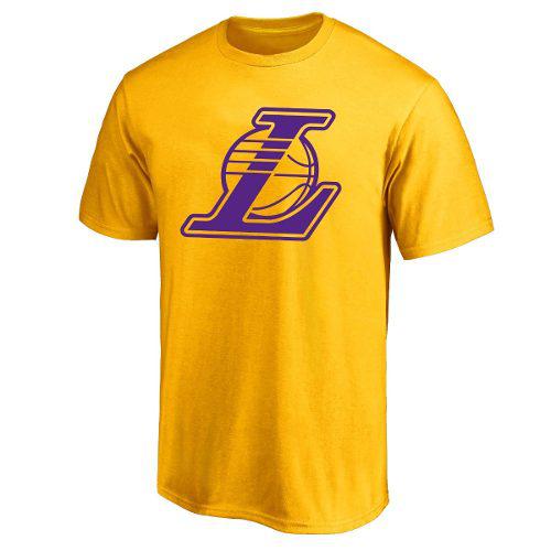 Remera Basket Nba Los Angeles Lakers Logo Algodon Amarilla