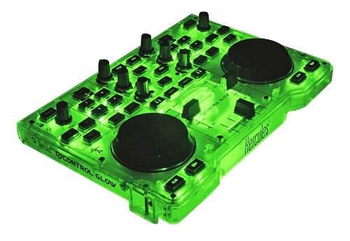 Controlador Dj Hercules Glow Green Mixer Dj Luz Led Verde Hd
