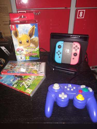 Nintendo Switch+joystick Gamecube+pokéball Plus+3 Juegos