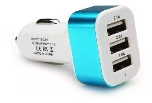 Adaptador Cargador Usb A 12v Auto Celular 3 Puertos