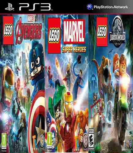 Lego Pack Ps3 Jurassic World + Super Heroes + Avengers