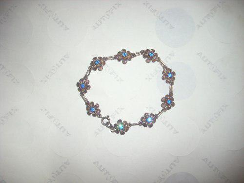 Antigua Pulsera De Plata 900 Strass Celeste Cº900pl