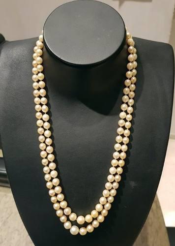 Collar Antiguo Perlas Cultivadas Broche Platino Y Brillantes