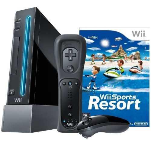 Nintendo Wii Negra Flasheada + 5 Juegos Originales