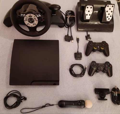 Playstation 3 300gb+2joystick+11 Juegos+ Move+ Volante