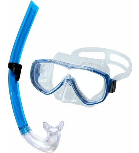 Set Buceo Junior Máscara Vidrio Templado + Snorkel Silicona