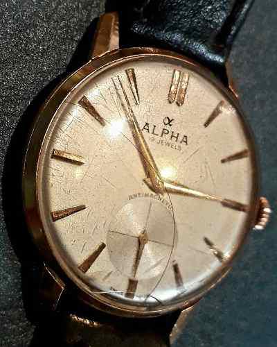 Antiguo Reloj Alpha Pulsera Cuerda Manual 10 Jewels37 Mm