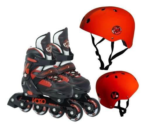 Combo Rollers Patin Casco De Niños Extensible 32 Al 35