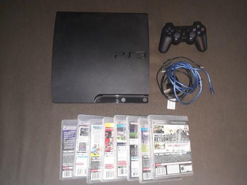 Ps 3 Slim 160gb Joystick + 10 Juegos Buen Estado