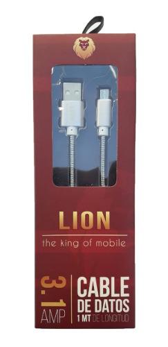 Cable Cargador Lion Celular Micro Usb V8 3.1 Malla Metalica