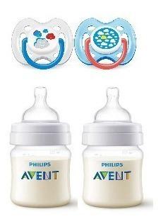 Pack 2 Mamaderas Avent 260ml + 2 Chupetes 0-6m