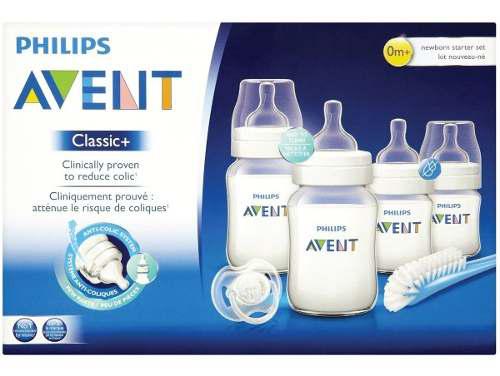 Set Recien Nacido Avent Clasic Mamadera Cepillo Chupete