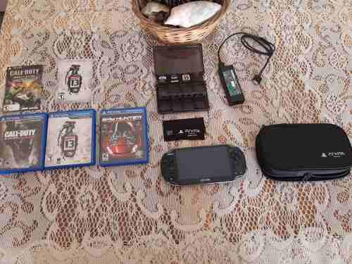 Ps Vita Fat+3juegos+memoria De 16gb+cargador+estuche