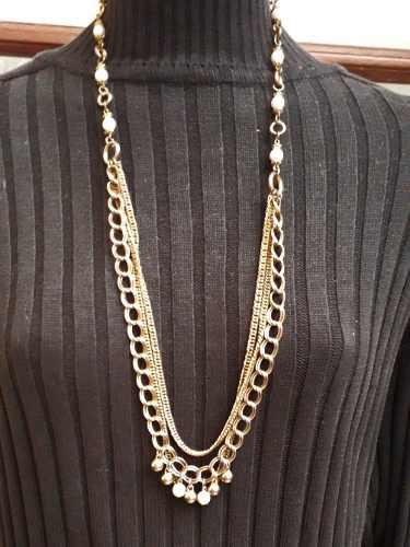 Collar Antiguo De Bronce Engarzado Con Perlas