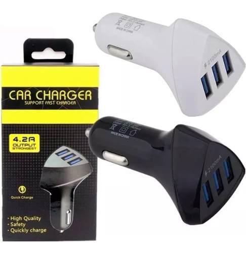 Cargador Auto Triple Fast Charger 4.2a Celular Samsung Lg