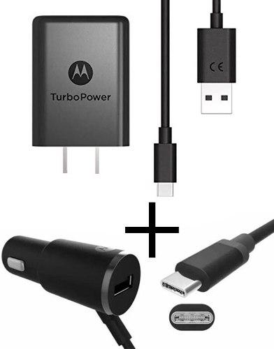 Cargador Motorola Turbo Power Tipo C Auto + Pared G6 G7 G8