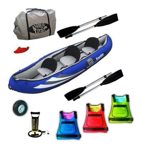 Kayak Triple Canoa Inflable Frontier + Salvavidas