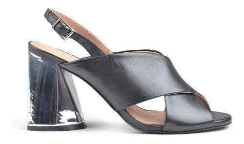 Sandalias Zapatos Zuecos De Mujer Cuero Palm Negro- Ferrraro