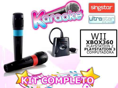 Setx2 Microfonos Karaoke Con Cable Ps2 Ps3 Pc Xbox360 Wii Pc