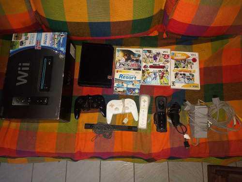 Nintendo Wii Black Usada Con Juegos (completamente Original)