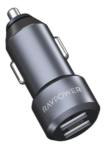 Cargador De Auto Usb Puerto Dual Ravpower 24w 4.8a Aluminio