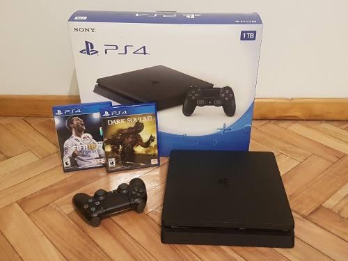 Playstation 4 Slim 1 Tb + Joystick + 2 Juegos (ps4)