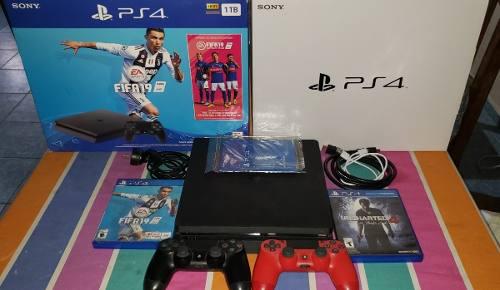 Sony Ps4 Slim +hdr (1tb) (2 Joysticks) (9 Juegos).