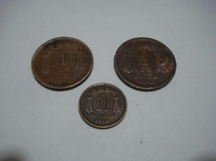 3 monedas de chile cobres