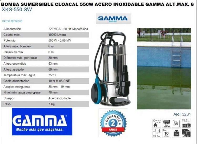 Bomba Sumergible Acero Inoxi. 3/4hp Gamma 3201 Aguas Turbias
