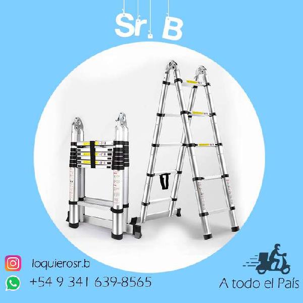 Escalera Aluminio Telescopica 3,80 Metros Doble - Hasta 150