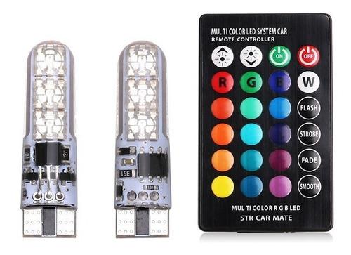 Kit Led Posicion T10 W5w Multicolor Rgb Control Remoto