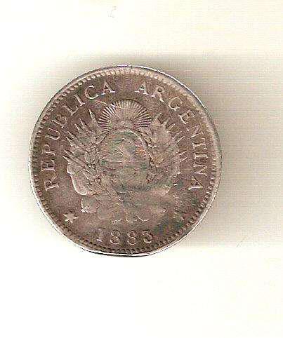 MONEDA ARGENTINA 20 CENTAVOS DE PATACON 1883 PLATA