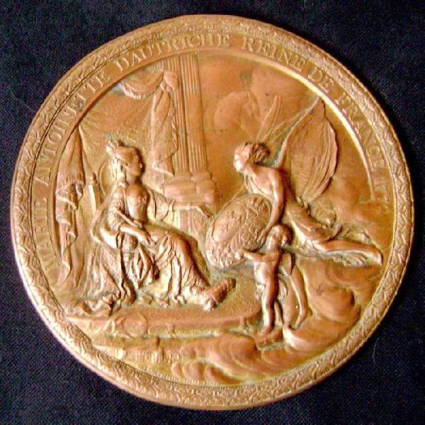 Medalla Medallón 1781 María Antonieta Trono Francés /