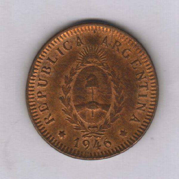 Moneda Argentina 2 Centavo 1946, Falla Cuño N6 Sin Circular