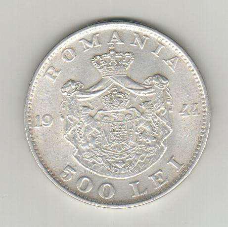 Moneda Rumania 500 Lei 1944 PLATA, Excelente Estado