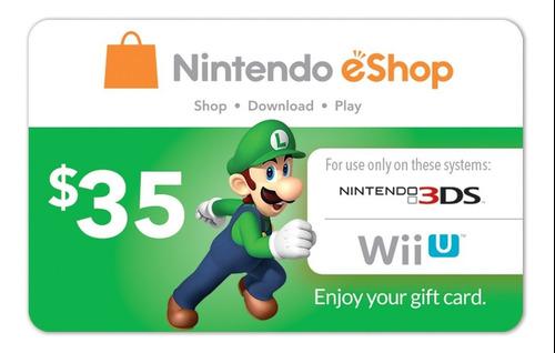 Nintendo Eshop U$s 35 Dolares Usa Tarjeta Electronica