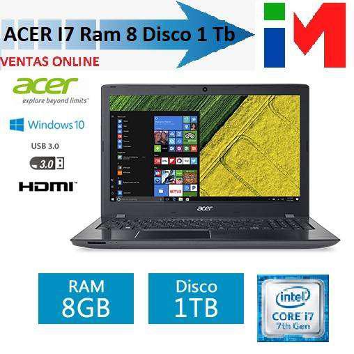Notebook Acer I7 - 7ma Gen 8Ram Disco 1 Tb Pantalla 15,6