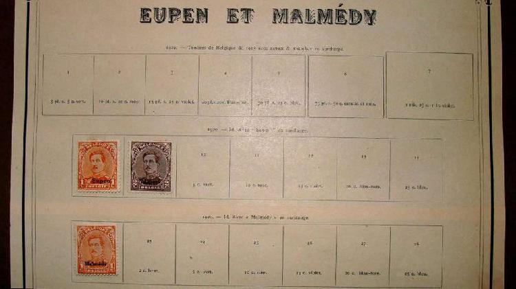 Sellos postales de Eupen & Malmedy 1920 (Bélgica)