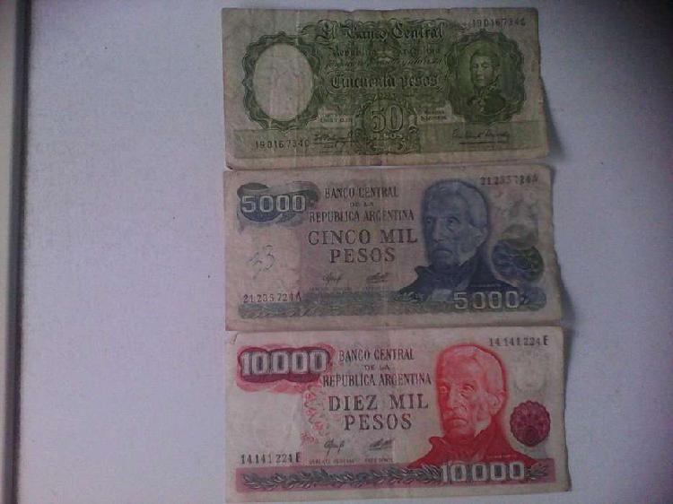 billetes Argentinos antiguos lote1 consta de 3 billetes 1950