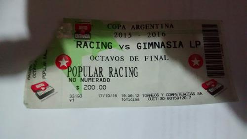 Copa Argentina 2016 Entrada Racing Vs Gimnasia Lp
